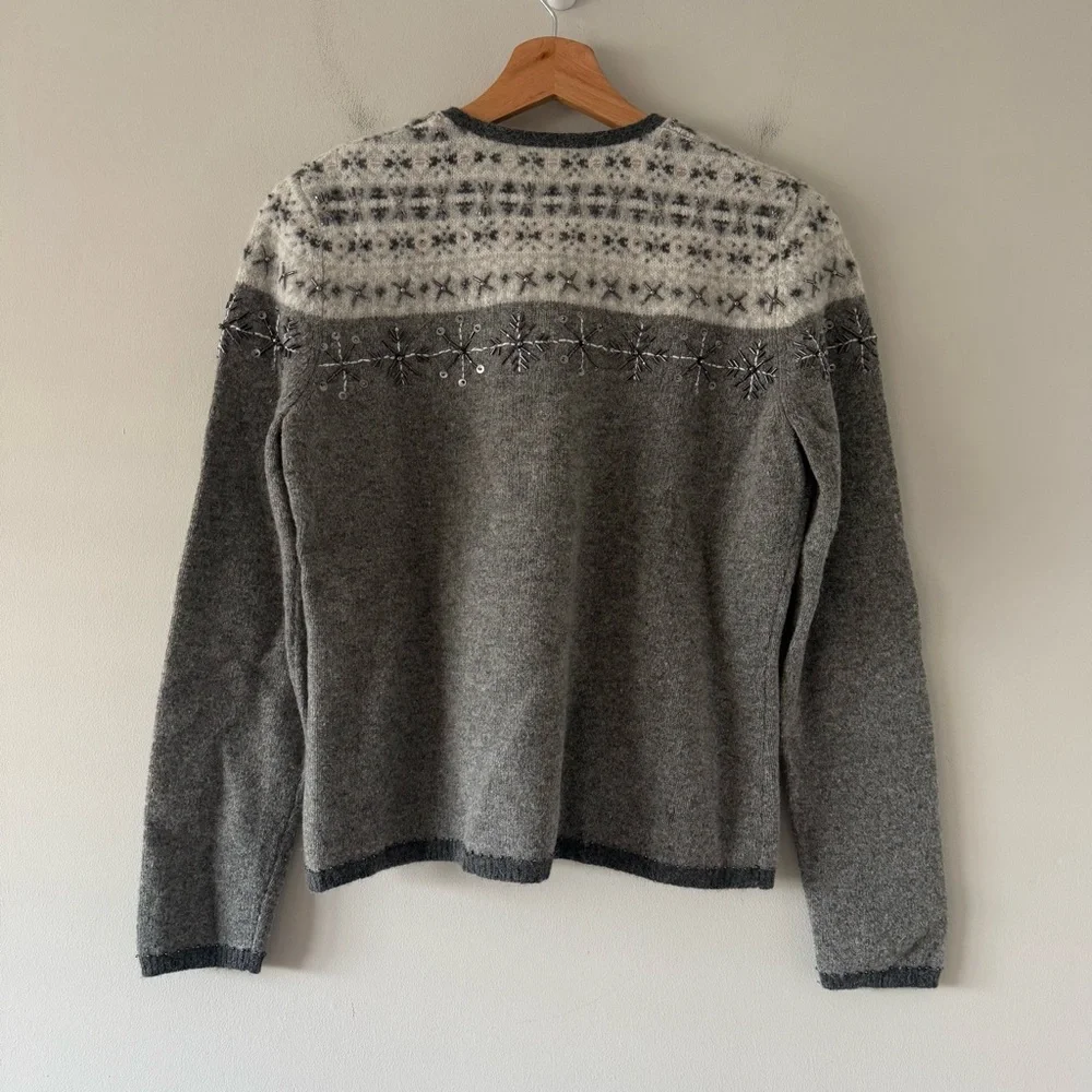 Jillian Jones Wool Cardigan Size S‎ Angora Fair Isle Nordic 90s Knit Cabin
